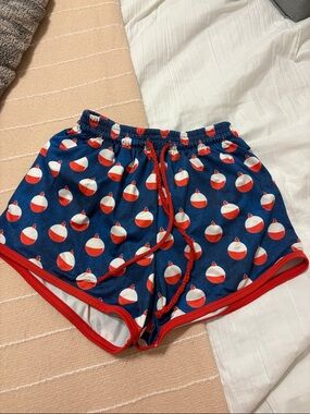Kids Blue & Red Swim Trunks with Buoy Print